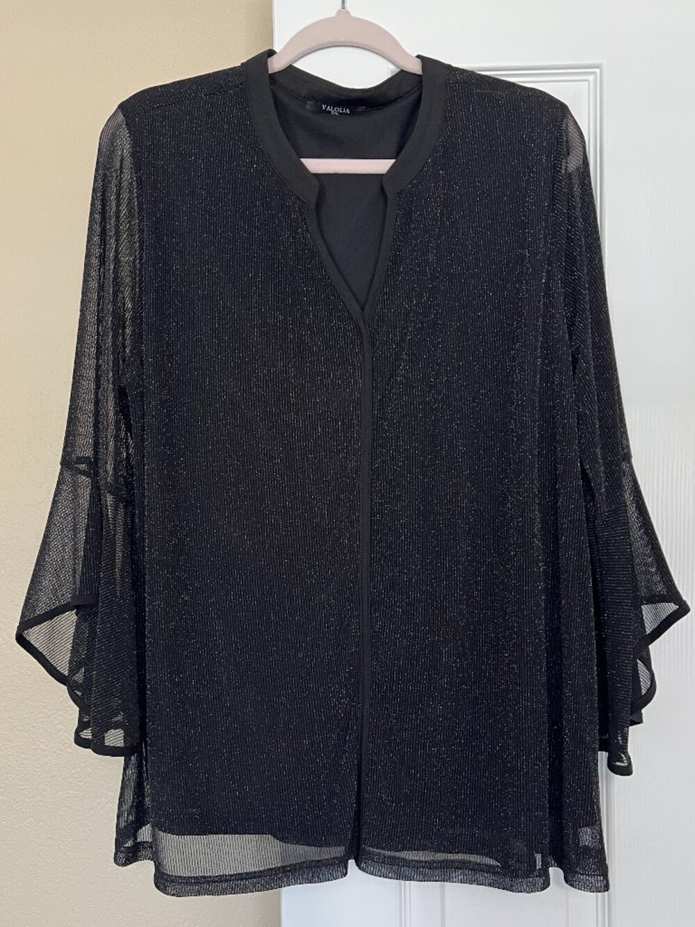 Women's 3/4 Sleeve Dressy Blouses Casual Loose Fit Mesh Layered Flowy Tunic Top